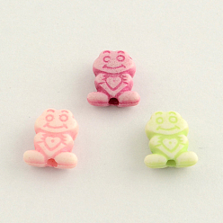 Mixed Color Craft Style Acrylic Beads, Frog, Mixed Color, 10x9x4mm, Hole: 2mm, about 1300pcs/500g