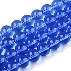 Azul Royal Cuentas de vidrio transparentes, rondo, azul real, 8~8.5 mm, agujero: 1.5 mm, sobre 51~53 unidades / cadena, 14.96 pulgada ~ 15.55 pulgada (38~39.7 cm)