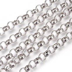 Stainless Steel Color 304 Stainless Steel Rolo Chains, Belcher Chain, Unwelded, Stainless Steel Color, 10mm
