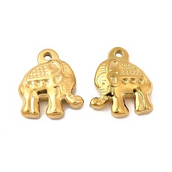 Golden Ion Plating(IP) 304 Stainless Steel Pendant Rhinestone Settings, Elephant, Golden, Fit for Rhinestone: 1mm, 17x14.5x4.5mm, Hole: 1.6mm