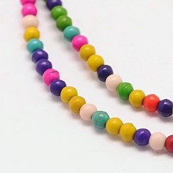 Colorful Dyed Synthetical Turquoise Round Bead Strand, Colorful, 3mm, Hole: 1mm, about 151pcs/strand, 15.5 inch