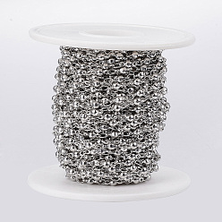 Stainless Steel Color 304 Stainless Steel Bar Link Chains, Soldered, with Spool, Ball, Stainless Steel Color, 7.2x3x2.8mm, about 32.8 Feet(10m)/roll