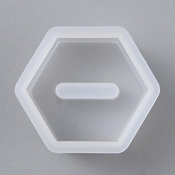 White Jewelry Ring Storage Holder Epoxy Mold, for DIY Ring Holder, Candlestick, Trinket Case Making, Hexagon, White, 39x44x22mm