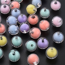 Couleur Mélangete Perles acryliques transparentes, Perle en bourrelet, ronde, couleur mixte, 11.5x11mm, Trou: 2mm, environ520 pcs / 500 g