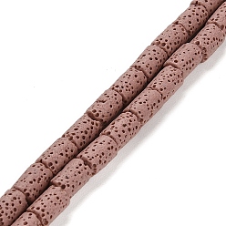 Rosy Brown Natural Lava Rock Beads Strands, Column, Dyed, Rosy Brown, 10x6mm, Hole: 1.4mm, about 40pcs/strand, 15.75 inch(40cm)