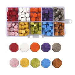 Mixed Color Sealing Wax Particles, for Retro Seal Stamp, Octagon, Mixed Color, 9mm, 10 colors, 25pcs/color, 250pcs/box
