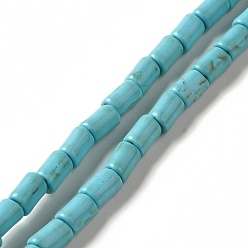 Turquesa Hilos de perlas sintéticas teñidas de turquesa, columna, turquesa, 6.5x4.5x4.5 mm, agujero: 1 mm, sobre 61 unidades / cadena, 15.28'' (38.8 cm)