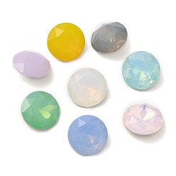 Mixed Color Pointed Back & Back Plated Glass Rhinestone Cabochons, Faceted, Diamond, Mixed Color, 14x5.5mm