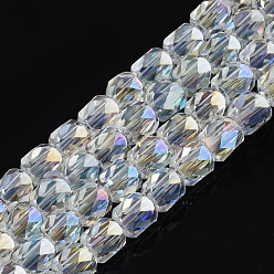 Clear AB Electroplate Transparent Glass Beads Strands, AB Color Plated, Faceted, Column, Clear AB, 5.5x5mm, Hole: 1.2mm, about 99pcs/strand, 21.85 inch(55.5cm)