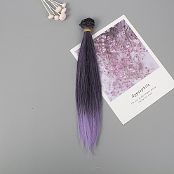 Indigo Cheveux longs et raides de coiffure de poupée de fibre à haute température, pour bricolage fille bjd making accessoires, indigo, 25~30 cm