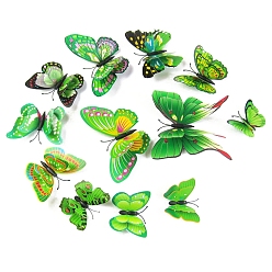 Verde Lima 12pcs pvc 3d pegatinas decorativas de pared de mariposa, decoraciones de la pared, verde lima, 60~120 mm