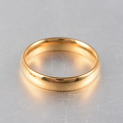 Oro 304 anillos de banda lisos de acero inoxidable, dorado, tamaño de EE. UU. 10 (19.8 mm)