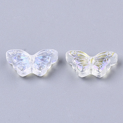 Clear AB Transparent Glass Beads, AB Color Plated, Butterfly, Clear AB, 8x15x4mm, Hole: 1mm