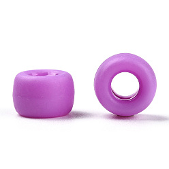 Medium Orchid Opaque Plastic Beads, Frosted, Barrel, Medium Orchid, 9x6mm, Hole: 3.8mm, about 1900pcs/500g