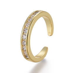 Oro Anillos de latón ajustables en los dedos del pie, anillos abiertos, anillos abiertos, con un claro zirconia cúbico, dorado, tamaño de 3, diámetro interior: 13.5 mm
