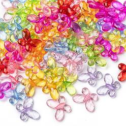 Mixed Color Transparent Acrylic Beads, Faceted, Butterfly, Mixed Color, 17x13x5mm, Hole: 2mm, about 950pcs/500g