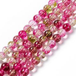 Rose Foncé K9 brin de perles de quartz imitation verre cerise, ronde, rose foncé, 8~8.5mm, Trou: 1mm, Environ 51 pcs/chapelet, 14.96 pouce (38 cm)