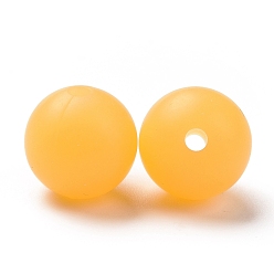 Orange Luminous Silicone Beads, Chewing Beads For Teethers, DIY Nursing Necklaces Making, Round, Orange, 12x11.5mm, Hole: 2mm