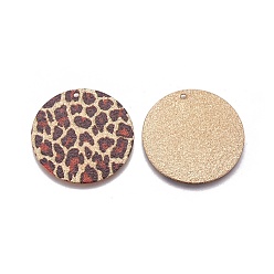 Colorful Printed Iron Pendants, Flat Round, Light Gold, Colorful, 30x0.5mm, Hole: 1.2mm