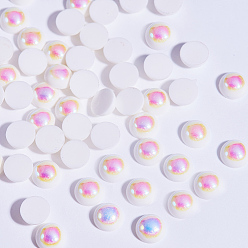 White Resin Cabochons, Nail Art Decoration Accessories, Half Round, White, 6x3mm