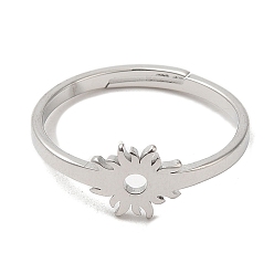 Нержавеющая Сталь Цвет 304 регулируемое кольцо в виде цветка из нержавеющей стали для женщин, цвет нержавеющей стали, внутренний диаметр: 15.5 мм