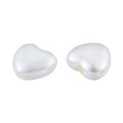 Blanc Fumé Perles de nacre en plastique ABS, cœur, fumée blanche, 10x11x5.5mm, Trou: 1.8mm