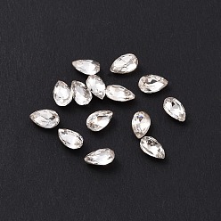 Cristal Cabujones de diamantes de imitación de cristal, espalda puntiaguda y espalda plateada, lágrima, cristal, 5x3x2 mm