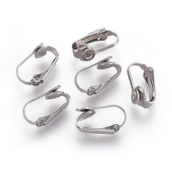 Stainless Steel Color 304 Stainless Steel Clip-on Earrings Components, Stainless Steel Color, 16x10x7.5mm