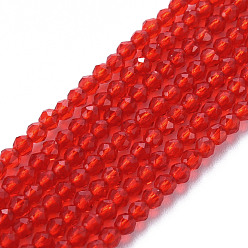 Roja Abalorios de vidrio, facetados, Rondana plana, rojo, 2 mm, agujero: 0.5 mm, sobre 192~194 unidades / cadena, 12.99~13.39 pulgadas (33~34 cm)