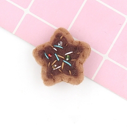Coconut Marrón Adornos de fieltro de lana, galletas de chocolate con pentagrama, accesorios para el cabello para niños, coco marrón, 40x40 mm