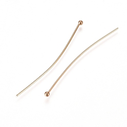 Real 24K Gold Plated 304 Stainless Steel Ball Head Pins, Real 24k Gold Plated, 40x0.6mm, 22 Gauge, Head: 1.8mm