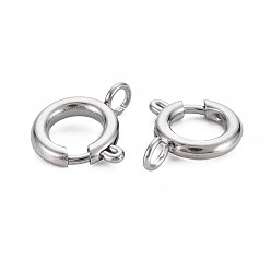 Stainless Steel Color 304 Stainless Steel Spring Ring Clasps, Ring, Stainless Steel Color, 14x12x4mm, Hole: 2mm