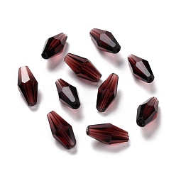 Rojo Oscuro Perlas de vidrio transparentes, facetados, bicono, de color rojo oscuro, 12x6 mm, agujero: 1 mm