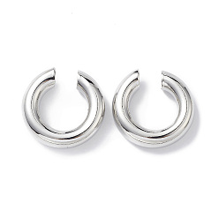 Platino Pendientes de anillo de latón chapado en rack para mujer, sin plomo y el cadmio, Platino, 24x6.5 mm