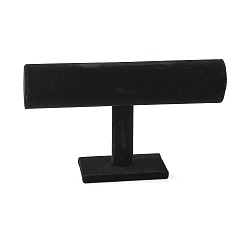 Black Velvet T-Bar Bracelet Display Stands, Black, 13.7x24x7.1cm