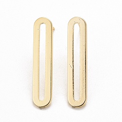 Real 14K Gold Plated Brass Long Oval Stud Earrings, Minimalist Geometry Earrings for Women, Cadmium Free & Lead Free, Real 14K Gold Plated, 30x6x1mm, Pin: 0.8mm