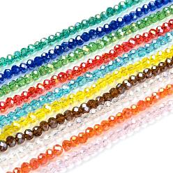 Mixed Color Electroplate Glass Beads Strands, AB Color Plated, Faceted, Rondelle, Mixed Color, 4x3mm, Hole: 0.4mm, about 145pcs/strand, 18.9 inch(48cm), 1strand/color
