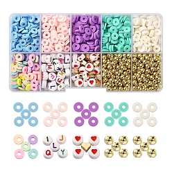 Mixed Color DIY Heishi Bracelet Making Kit, Including Disc/Flat Round Polymer Clay Beads, Acrylic & ABS Plastic & CCB Plastic Beads, Elastic Thread, Mixed Color, Beads: 1470pcs/box