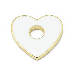 White Brass Enamel Pendants, Real 18K Gold Plated, Long-Lasting Plated, Heart, White, 15x16x1.5mm, Hole: 4mm