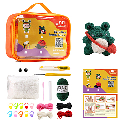 Colorful DIY Frog Knitting Kits, including Polyester Yarn, Fiberfill, Crochet Needle, Yarn Needle, Support Wire, Stitch Marker, Colorful, 130x180x65mm