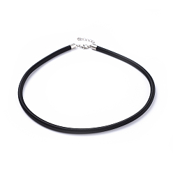 Black Silk Necklace Cord, with Brass Lobster Claw Clasp and Extended Chain, Platinum, Black, 18 inch