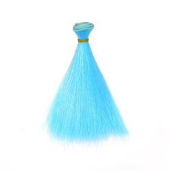 Deep Sky Blue Plastic Long Straight Hairstyle Doll Wig Hair, for DIY Girl BJD Makings Accessories, Deep Sky Blue, 5.91 inch(15cm)
