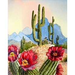 Cactus 5d kits de pintura de diamantes para adultos principiantes, arte de imagen de taladro redondo completo diy, Kits de pintura con gemas de diamantes de imitación para decoración de paredes del hogar, cactus, 400x300 mm