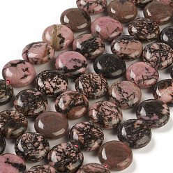 Rhodonite Natural Rhodonite Beads Strands, Flat Round, 14.6~15.5x6~6.5mm, Hole: 0.8mm, about 27pcs/strand, 15.59''~15.87''(39.6~40.3cm)