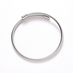 Stainless Steel Color Adjustable 304 Stainless Steel Bangle Making, with Brass Cord Ends, Stainless Steel Color, Inner Diameter: 2-1/4 inch(5.6cm)