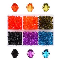 Mixed Color Transparent Acrylic Beads, Bicone, Mixed Color, 6x5.5mm, Hole: 2mm, 360pcs/box