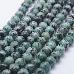 Bleu Vert Brins de perles de larvikite naturelles, teint, ronde, sarcelle, 8~8.5mm, Trou: 1mm, Environ 47~49 pcs/chapelet, 14.5 pouces ~ 14.9 pouces (37~38 cm)