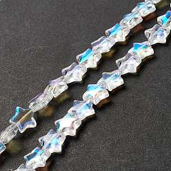 Clear Transparent Glass Beads Strand, Star, Clear, 10x10x4mm, Hole: 0.8mm, about 40pcs/strand, 13.39~14.17 inch(34~36cm)