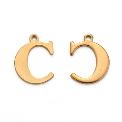 Letter C Ion Plating(IP) 304 Stainless Steel Alphabet Charms, Golden, Letter.C, 12x9.5x1mm, Hole: 1mm