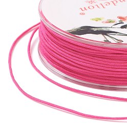 Deep Pink Nylon Trim Cord, for Chinese Knot Kumihimo String, Deep Pink, 0.5mm, about 40m/roll